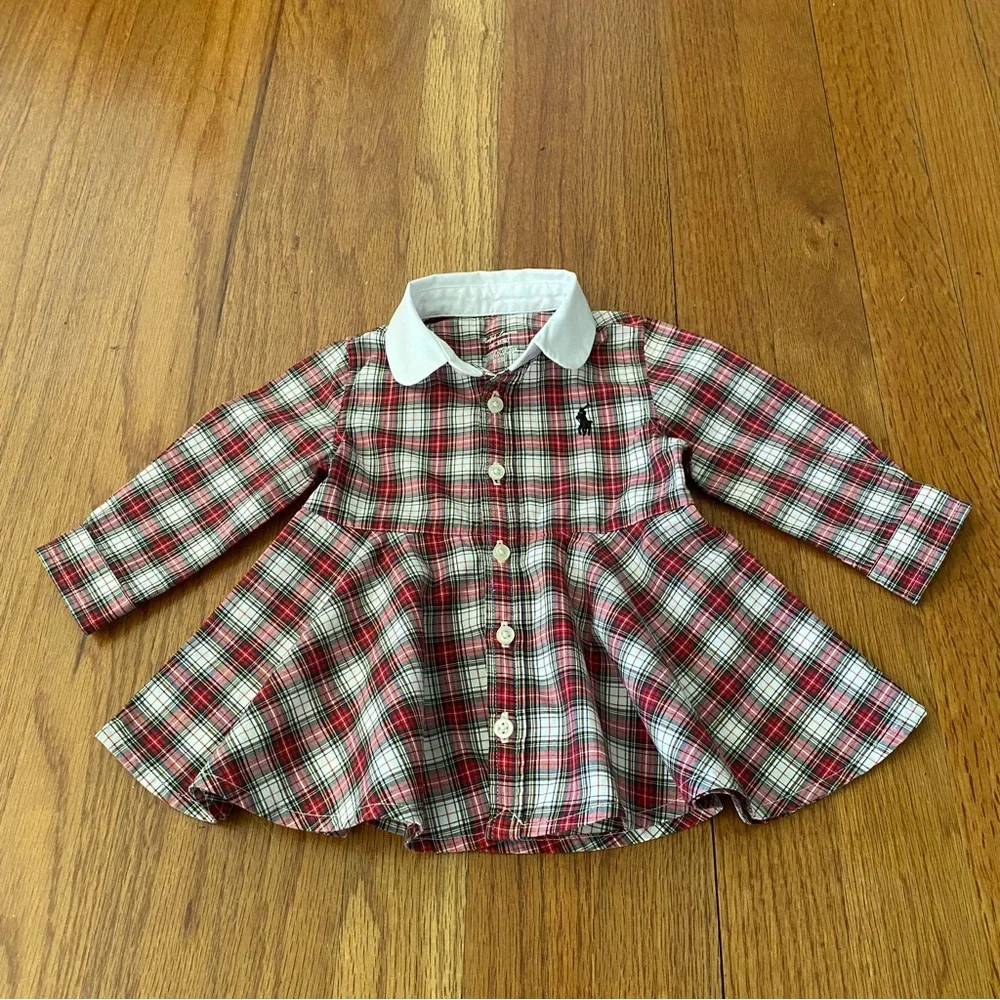 Ralph Lauren Checkered Poplin Holiday Collared Shirt Button Formal Dress
